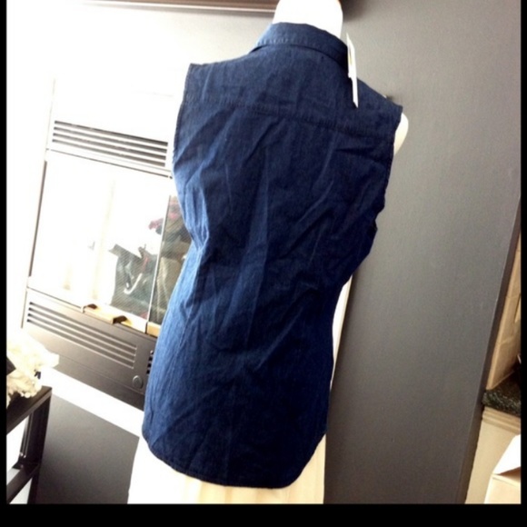 AQUA Sleeveless Dark Denim with Studs Top - Picture 4 of 4